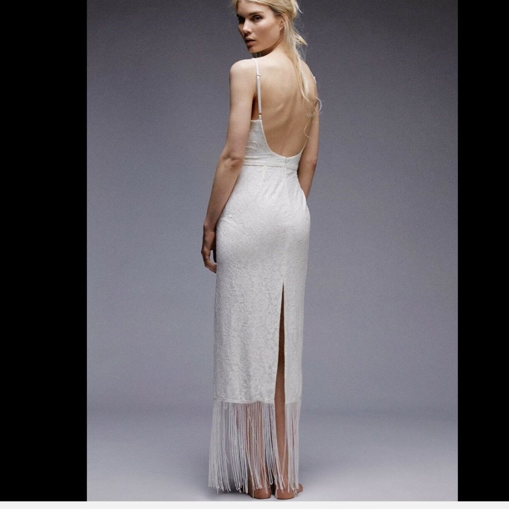 Free People Gwen Jones Bridal Dress-White Lace Fringe